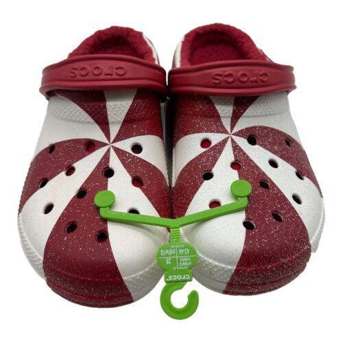 Crocs Classic Lined Holiday Christmas Candy Cane Clogs Shoes Size M10/W12