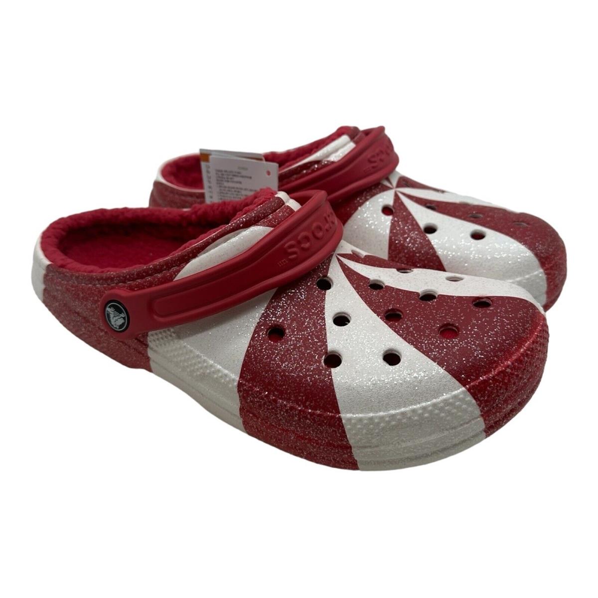 Crocs Classic Lined Holiday Christmas Candy Cane Clogs Shoes Size M10/W12