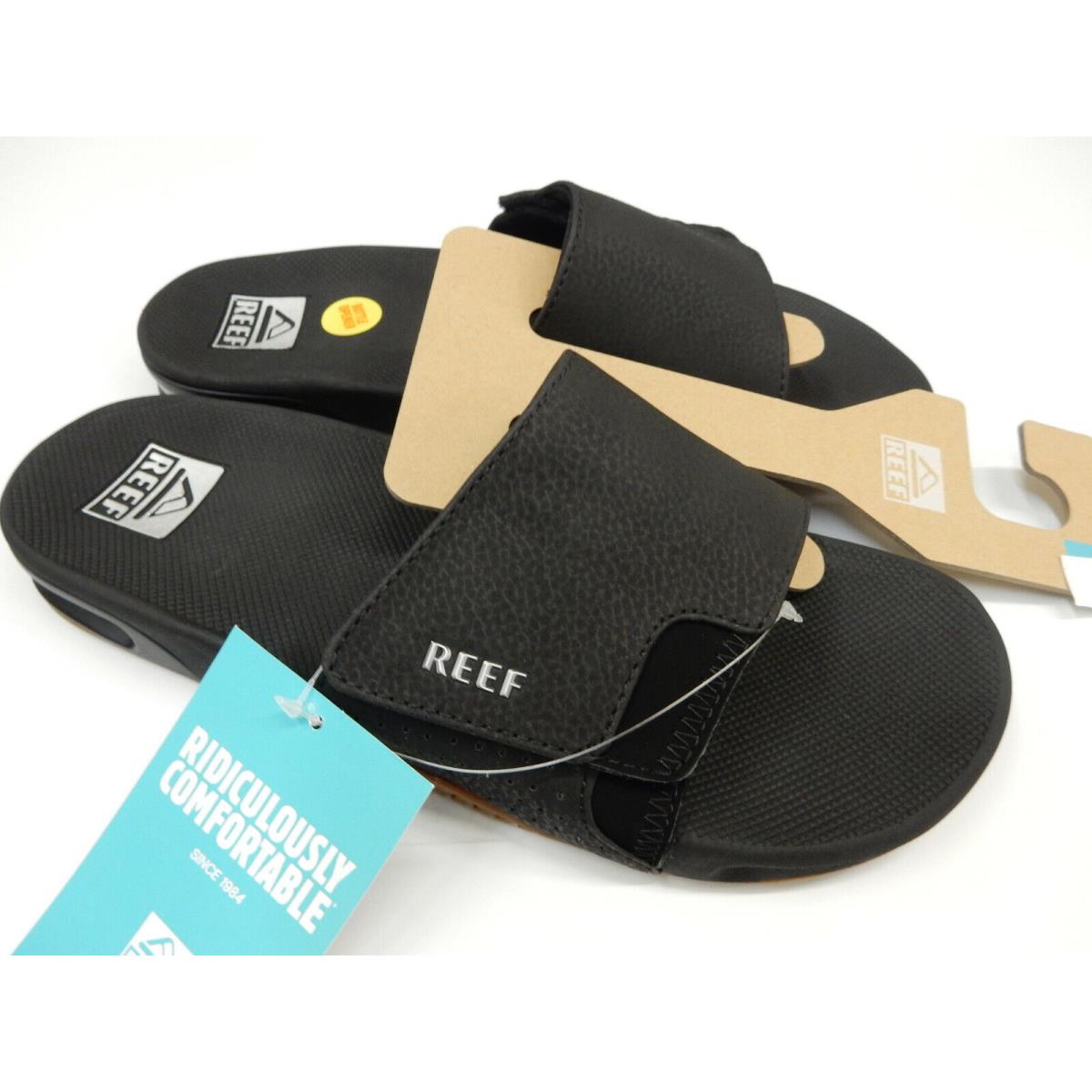 Reef Mens Fanning Slide Black Silver 9