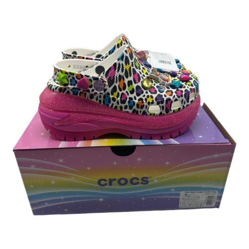 Lisa Frank Crocs Shoes Clogs Womens Size 7 Mega Crush Clog Pink Cheetah Groovy - Pink