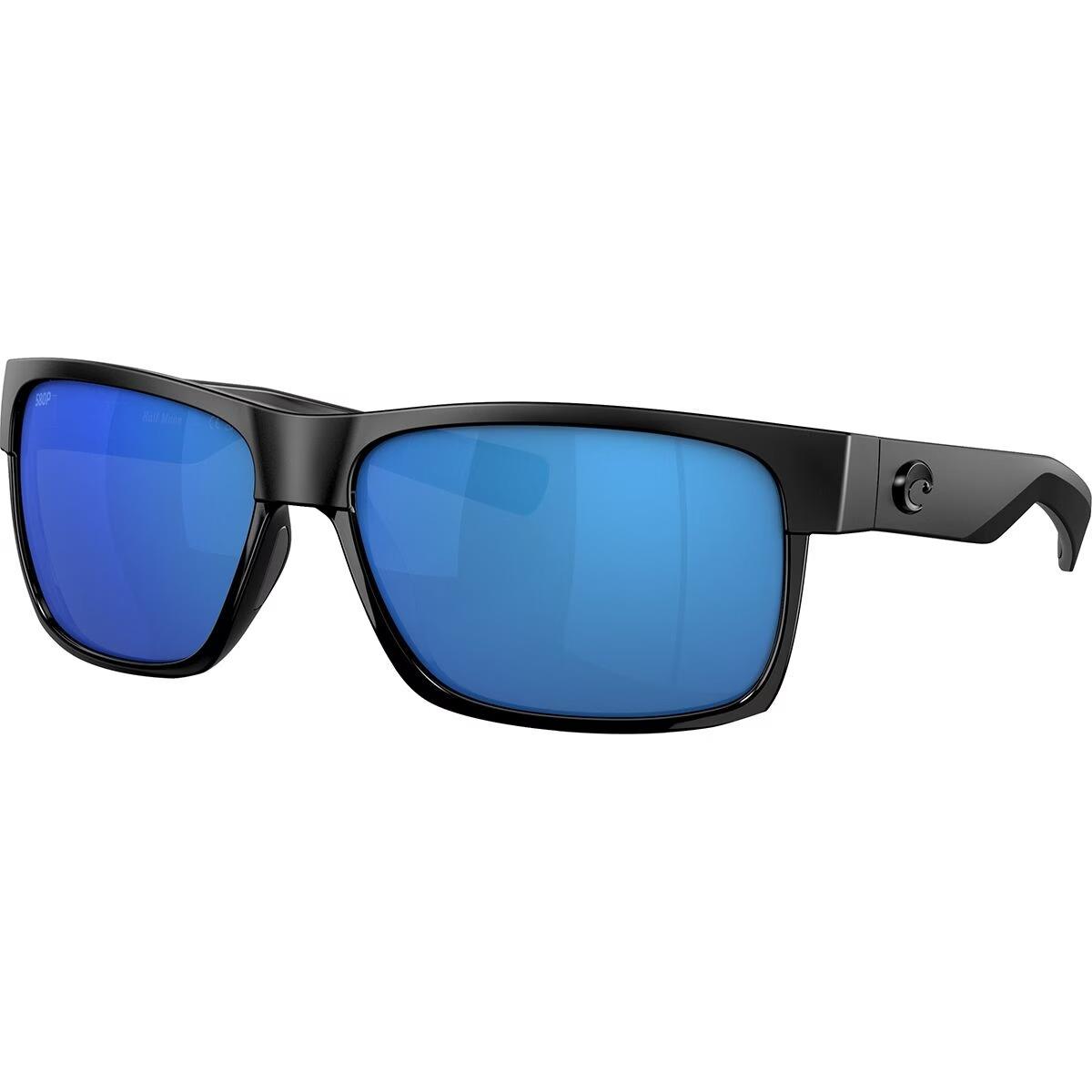 Costa Del Mar Half Moon Polarized Blue Mirrored Black Sunglasses 06S9026 -1160 - Frame: Black, Lens: Blue