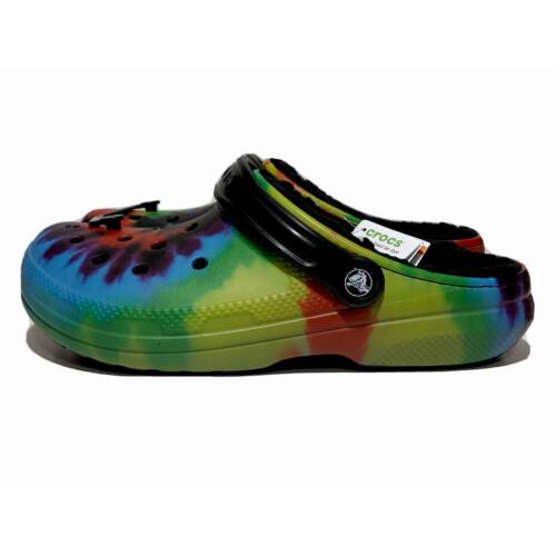 Crocs Tie Dye Fur Lined Shoes Mens Size 9 Age Festival Shoes