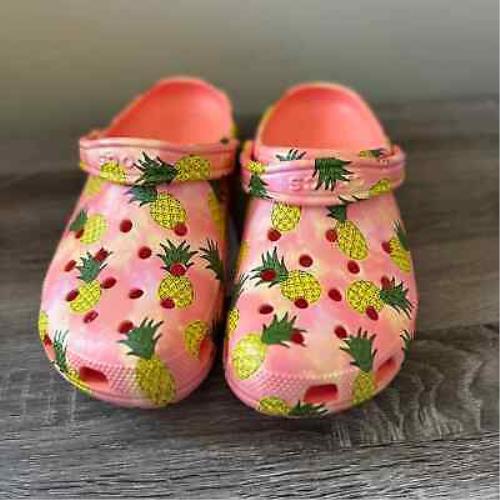 Crocs Classic Retro Resort Pineapples Clogs Shoes Womens sz 9 Slip On 207849-83F