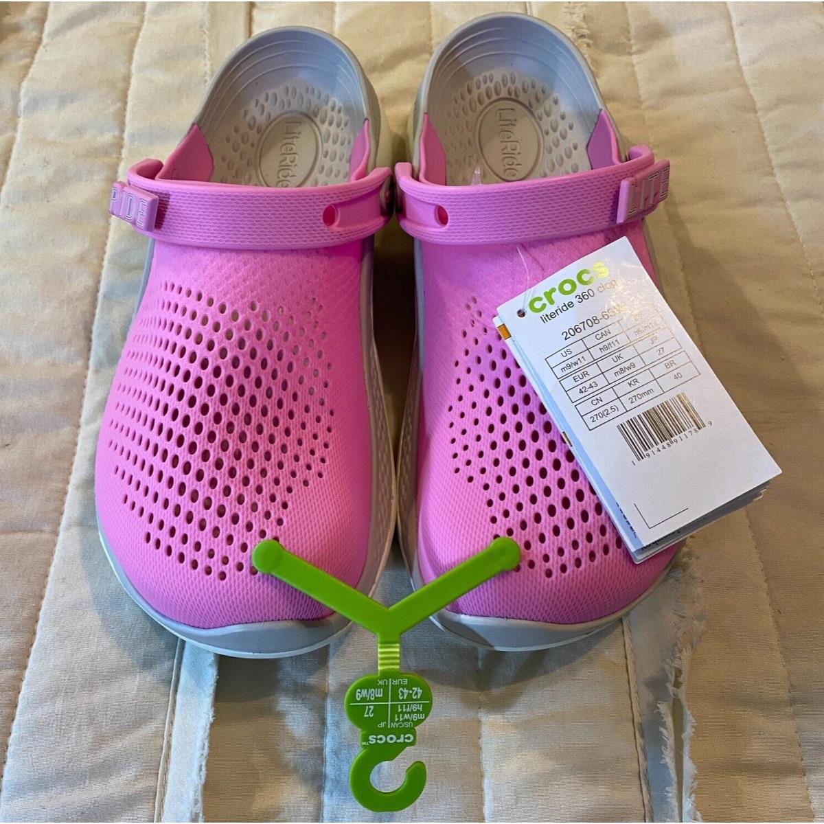 Crocs Literide 360 Clogs Taffy Pink Rose Taffy Gray Womens 11 Mens 9 206708