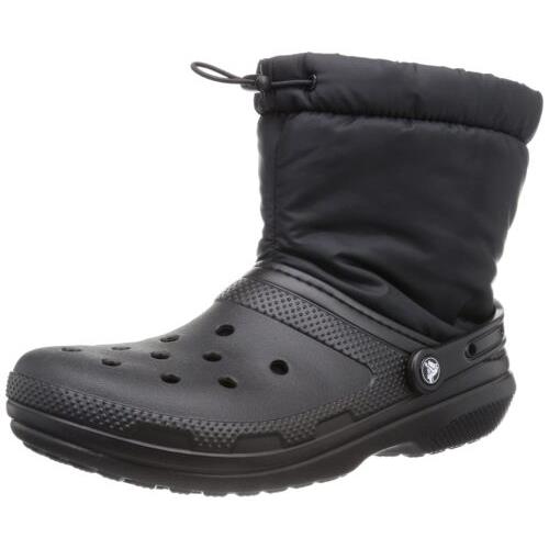 Crocs Unisex Classic Lined Neo Puff Fuzzy Winter Boots Snow Black/black 12 Wom