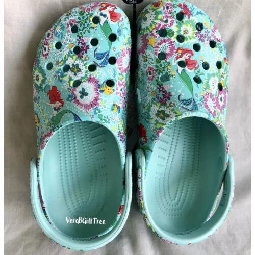 Vera Bradley Crocs Disney Clog Shoes Ariel Little Mermaid Pure Water Women 6