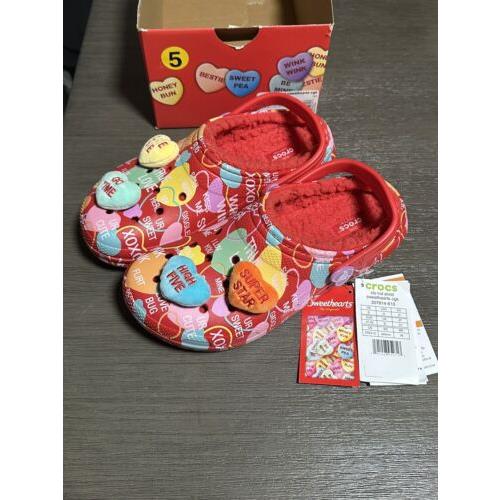 Crocs x Sweethearts Limited Edition Lined Clog White Red Multi Size J5