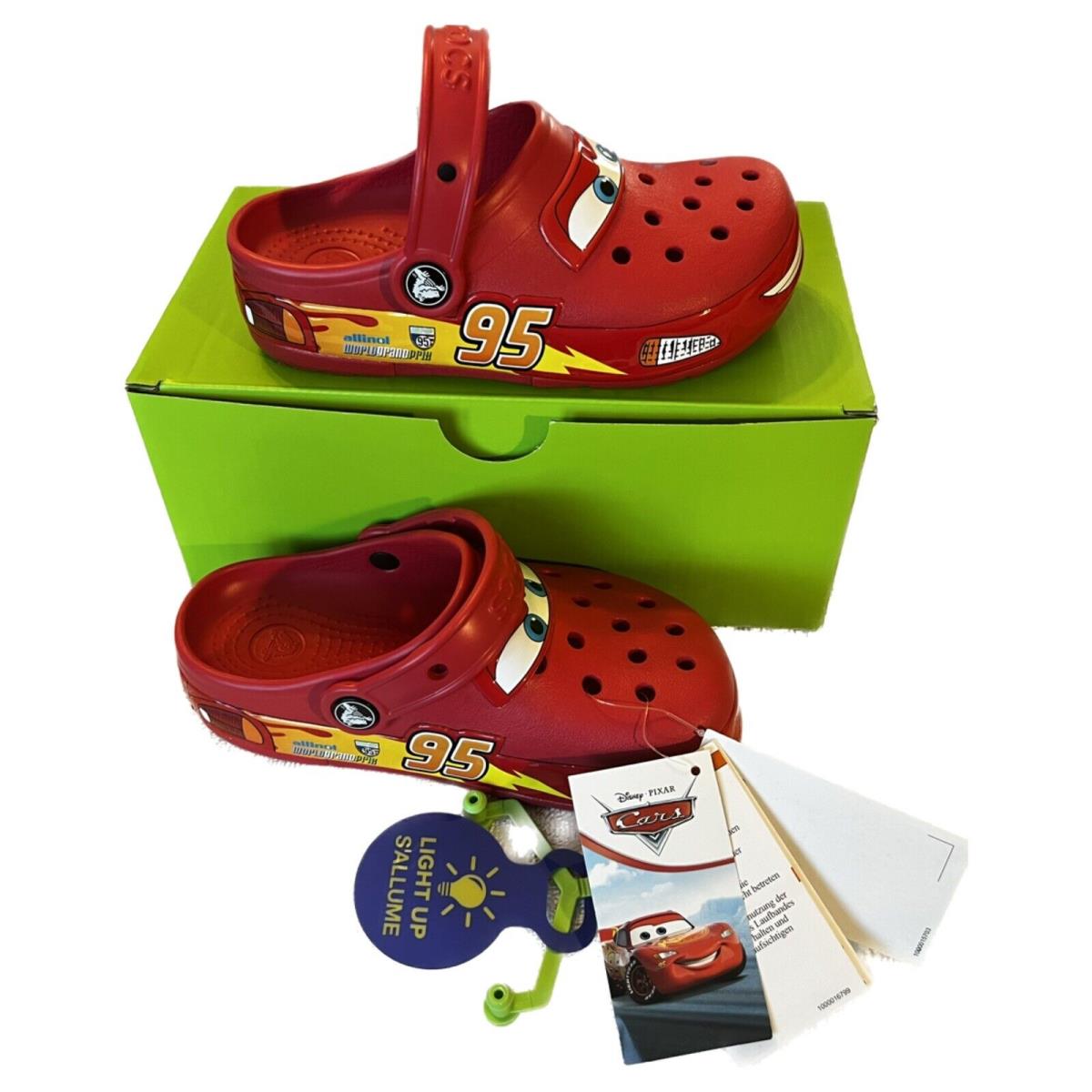 Crocs Disney and Pixar Cars Kids Clog Lightning Mcqueen - Size C12 - Light Up