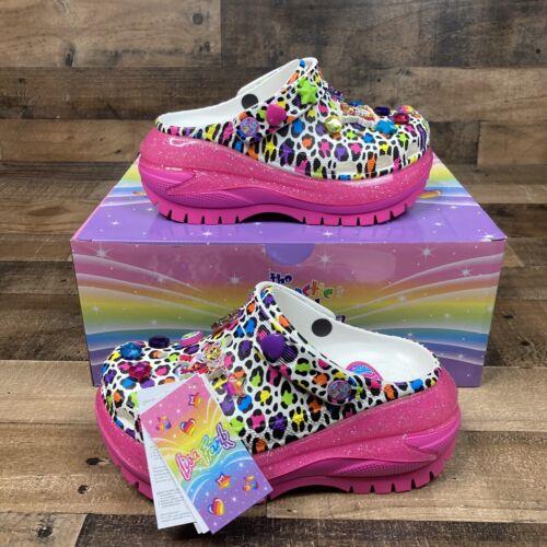 Crocs Clogs Women 7 Pink Lisa Frank Mega Crush Clogs Platform Shoes 207735-6QQ