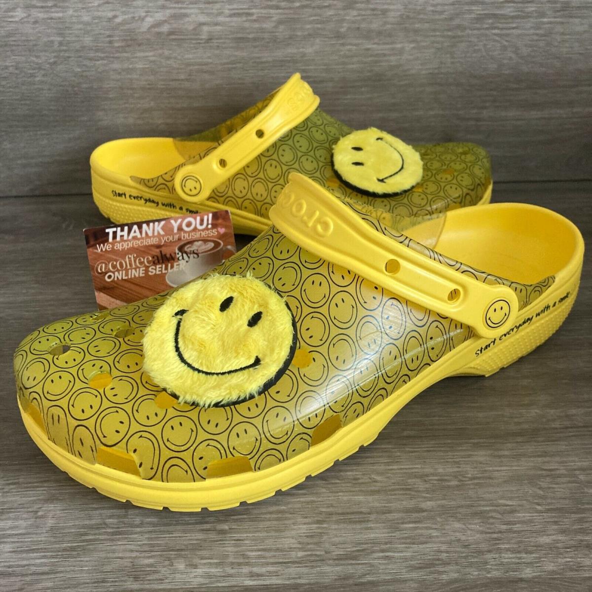 Crocs x Smiley Classic Translucent Smiley Clog Yellow Size 11 Men`s