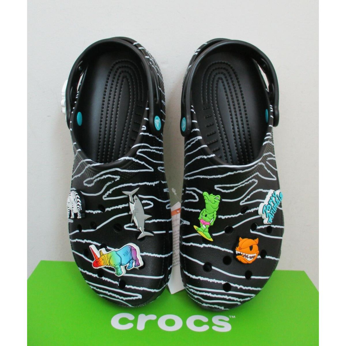 Men`s Crocs X Ron English Party Animal Limited Edition Shoe Black/white 11US