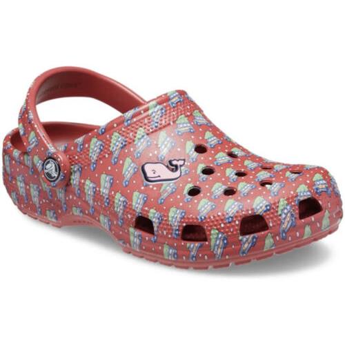 2022 Holiday Vineyard Vines Crocs Classc Clog Colaboration Whale Jibbitz 9W - Red