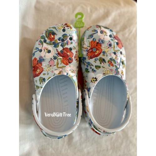 Vera Bradley Crocs Clog Shoes Mineral Blue / Sea Air Floral Women 7