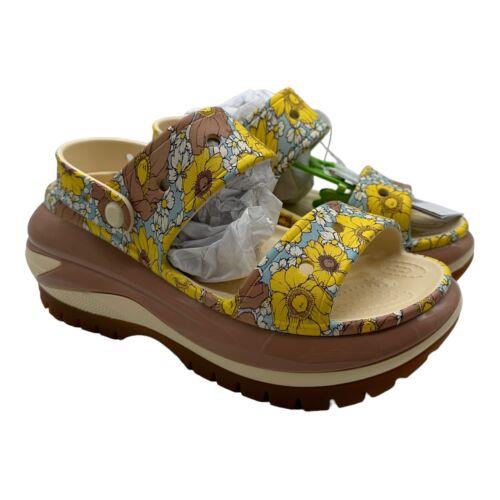 Crocs Mega Crush Retro Floral Sandal Vanilla Cork Size M6/W8 - Multicolor
