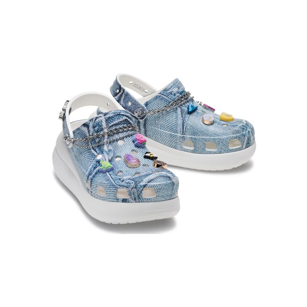 Sza x Crocs Classic Crush Clogs Women`s Size 6 - Denim Print