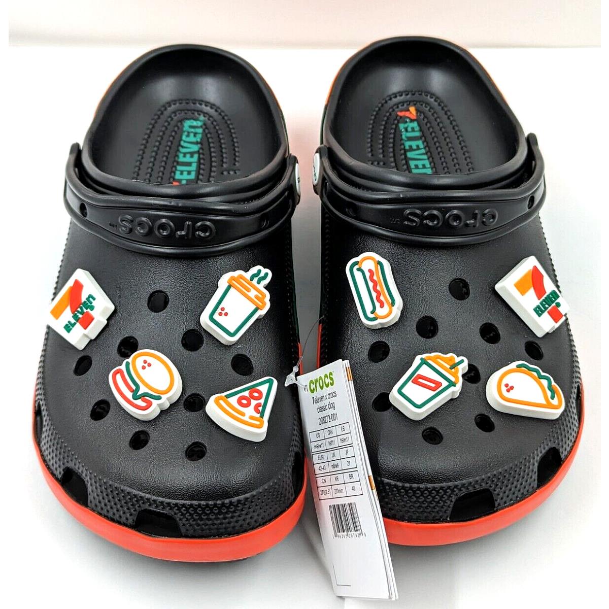 Crocs 7-Eleven X Classic Clog Black Men Slip On Sandals 208272-001 Men SZ-9