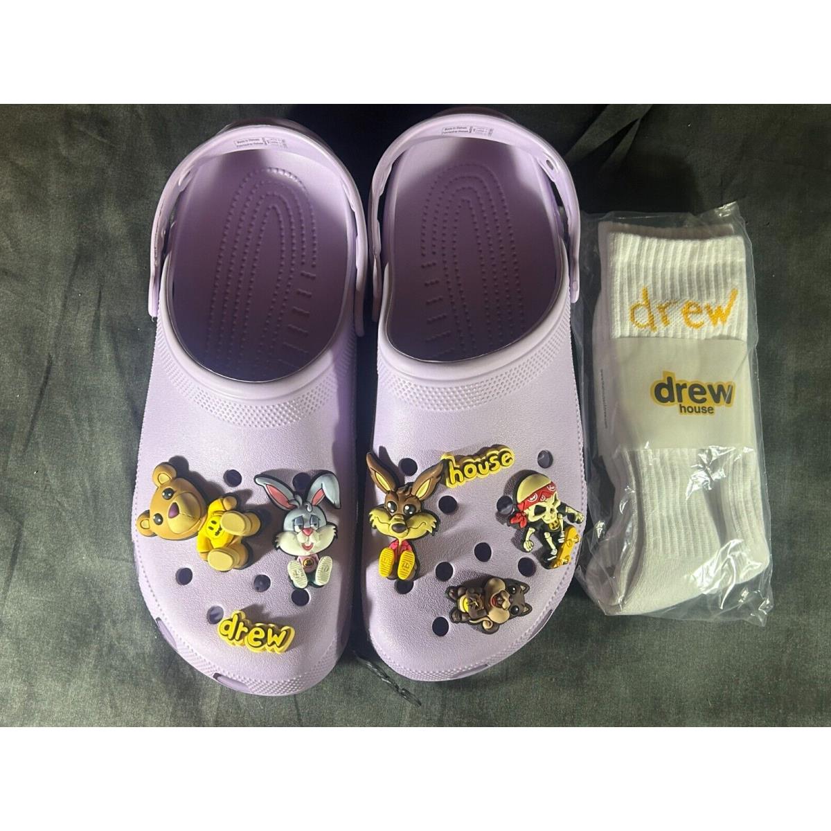 Crocs Classic Clog Justin Bieber Dew House Lavender with Socks Size 13