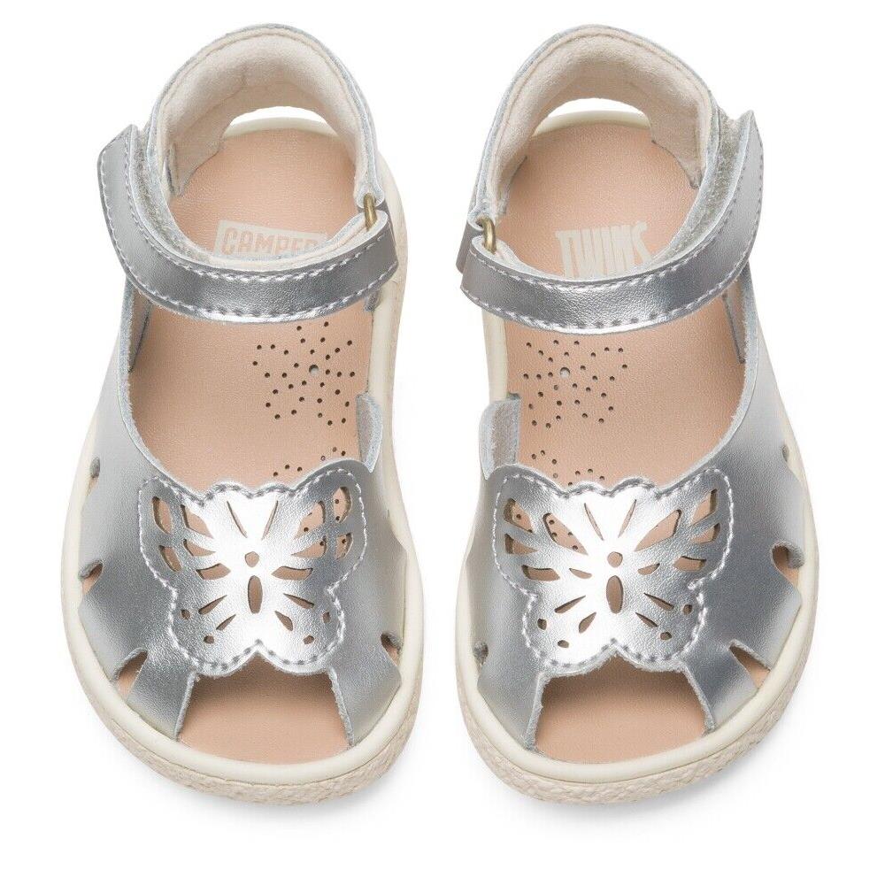 Baby Girl Sandal Camper Twins Silver Leather Sandals Toddler Shoes