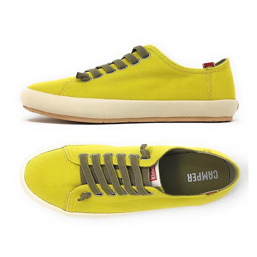 Camper Shoes Womens Borne Flat Sneakers Yellow Canvas Shoes - Yellow