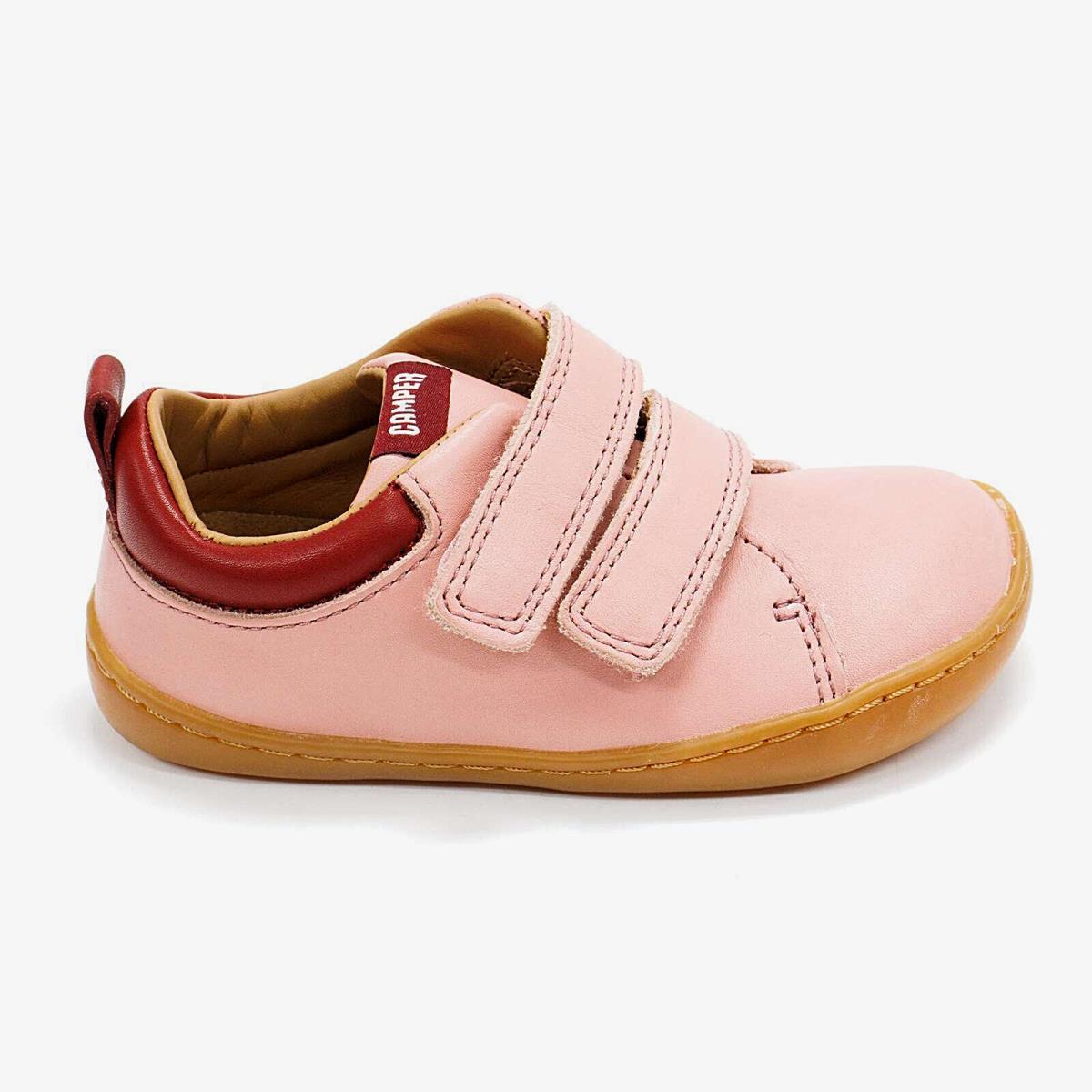 Infant Camper Peu Cami Pink Leather Sneakers Hook and Loop Closure Girl Shoes