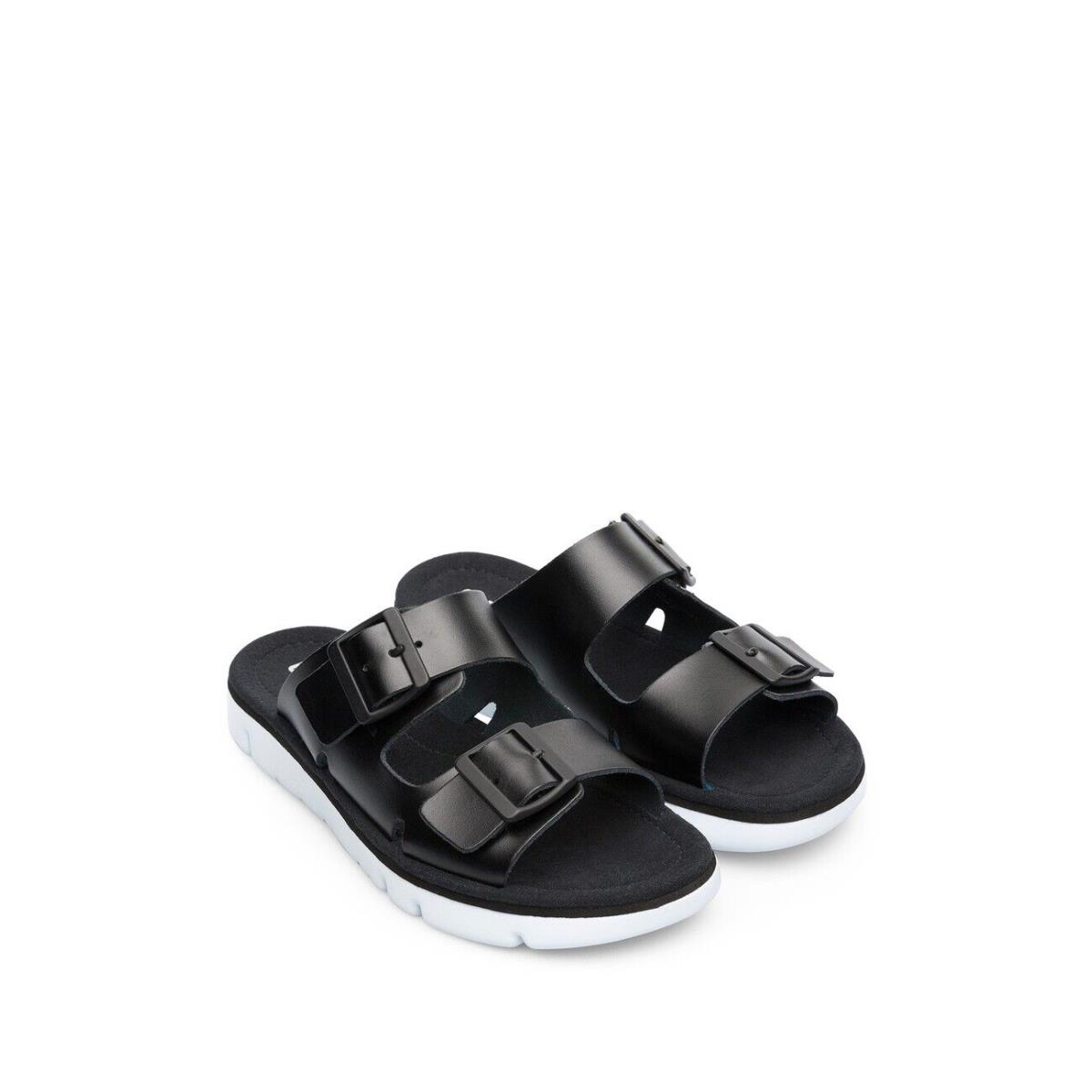 Women Camper Shoes Camper Oruga Leather Slides Adjustable Sandals Black