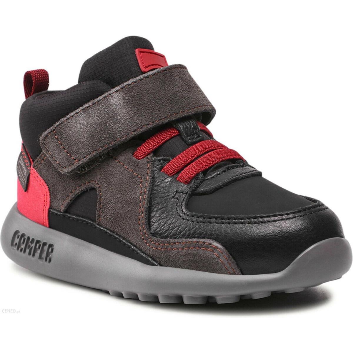 Boys Camper Driftie Ankle Sneaker Black Red Insulated Shoes