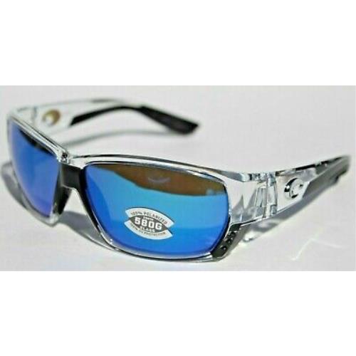 Costa Del Mar Tuna Alley Polarized Sunglasses Crystal/blue Mirror 580G Glass - Frame: Blue, Lens: Blue