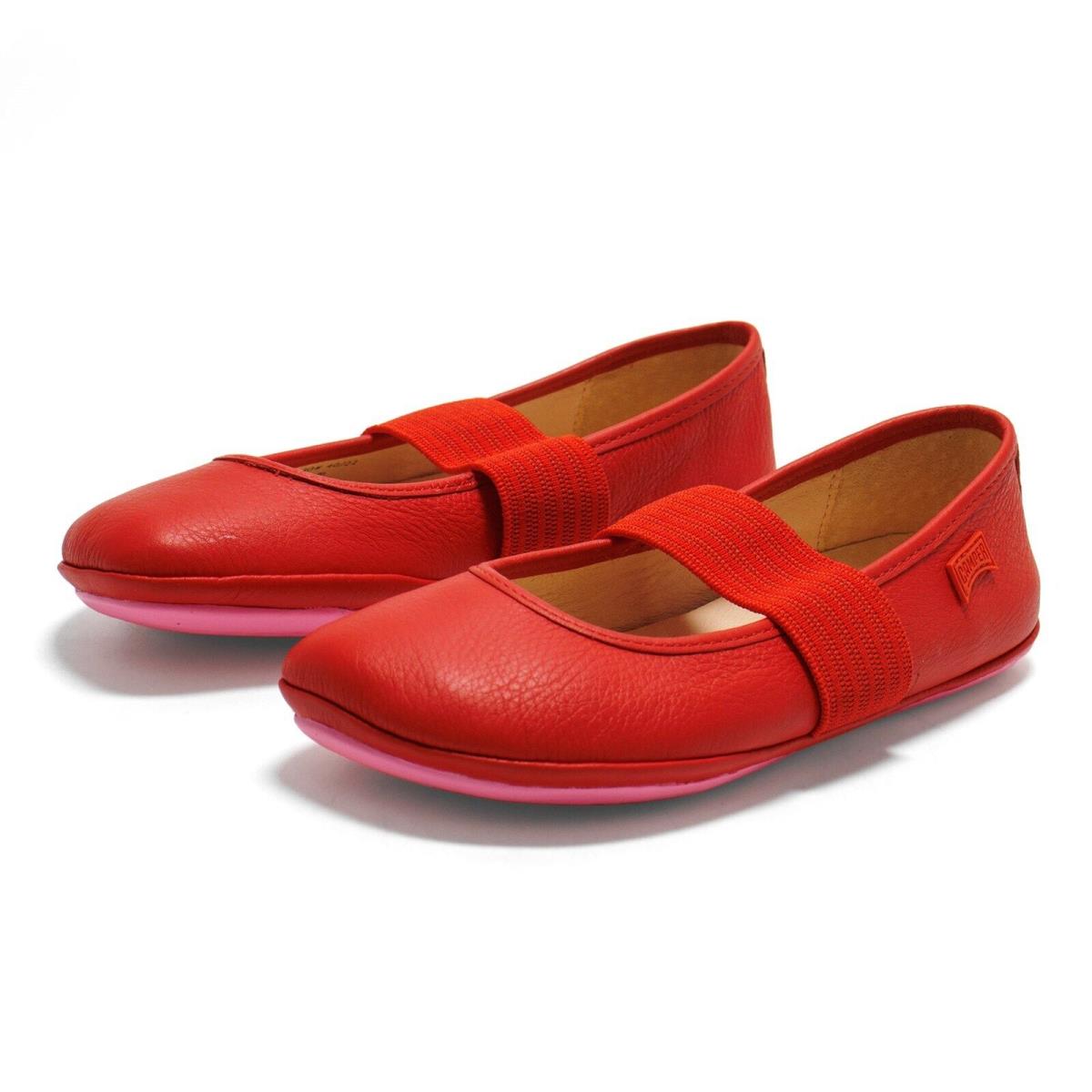 Camper Right Ballet Flat Shoes Little Girls Leather Slip Ons Red