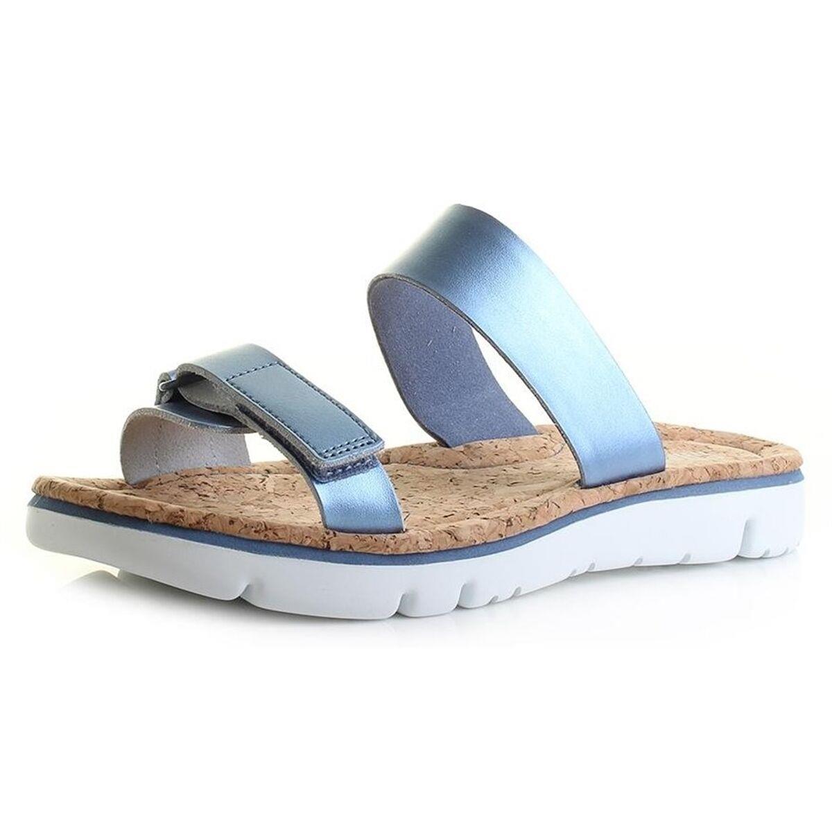 Women Camper Oruga Slide Leather Sandals with Cork Footbed