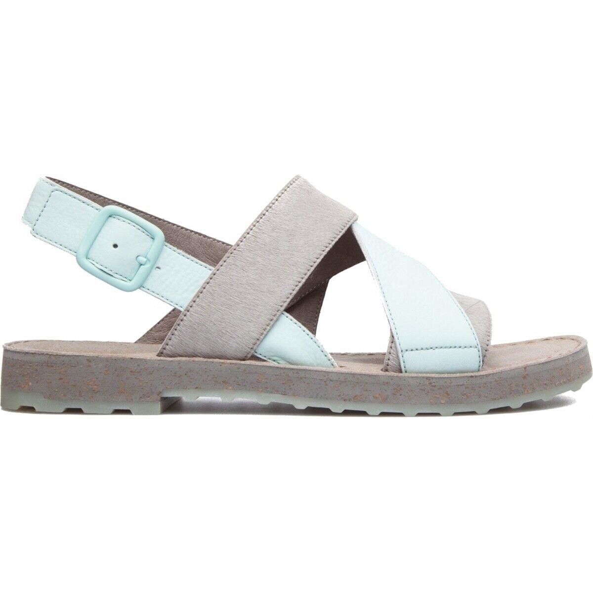 Womens Camper Pimpom Sandals Slingback Two-tone Leather Suede Gray