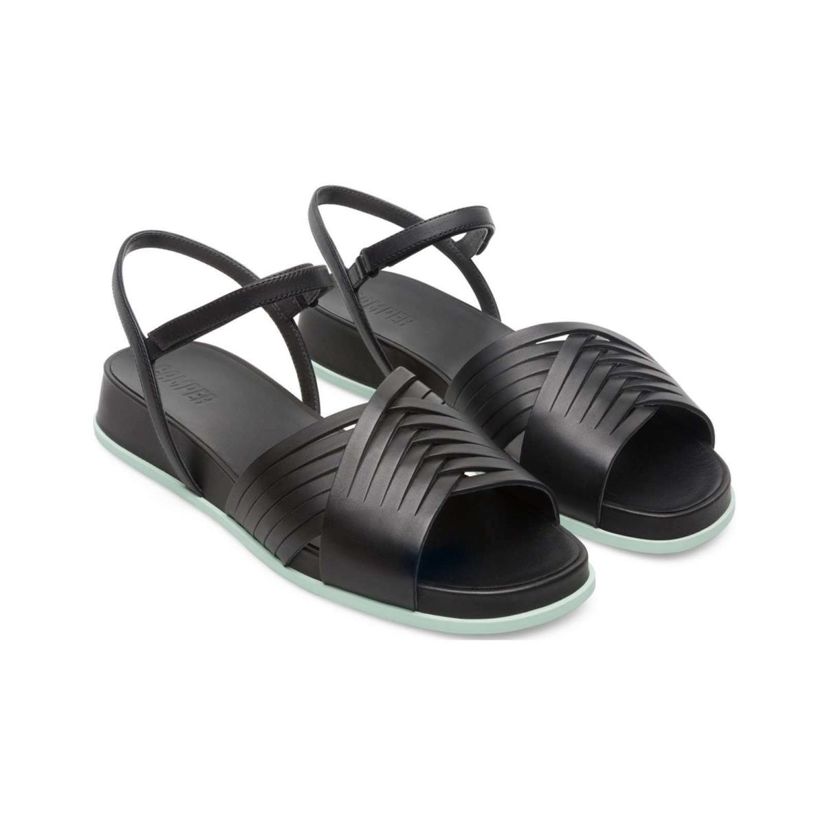 Camper Women s Atonik Shoes Leather Flat Open Toe Sandals - Black/Blue