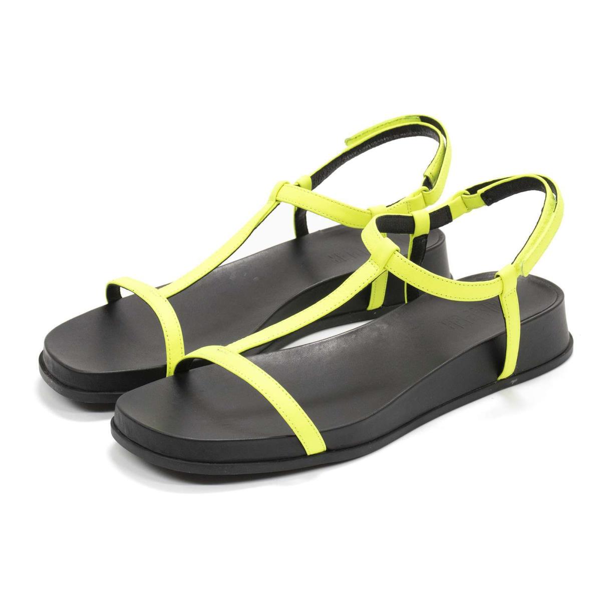 Camper Womens Flats Atonika Open Toe Leather Sandals Yellow