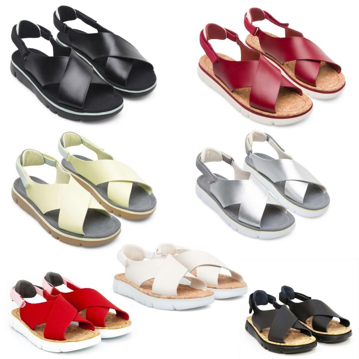 Camper Women`s Oruga Slingback Strap Sandals Open Toe Leather Summer Shoes