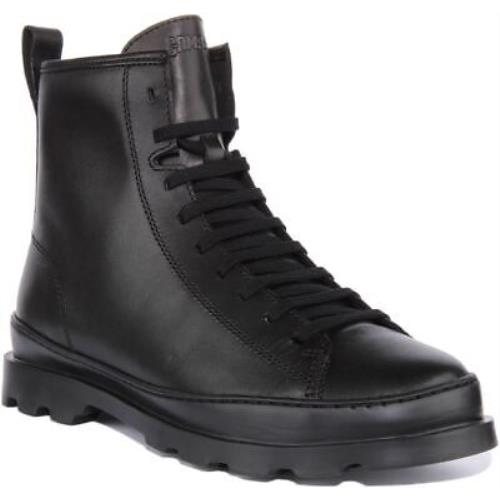 Camper Brutus Side Zip Lace Up Rugged Sole Leather Boots Black Mens US 7 - 13 - BLACK