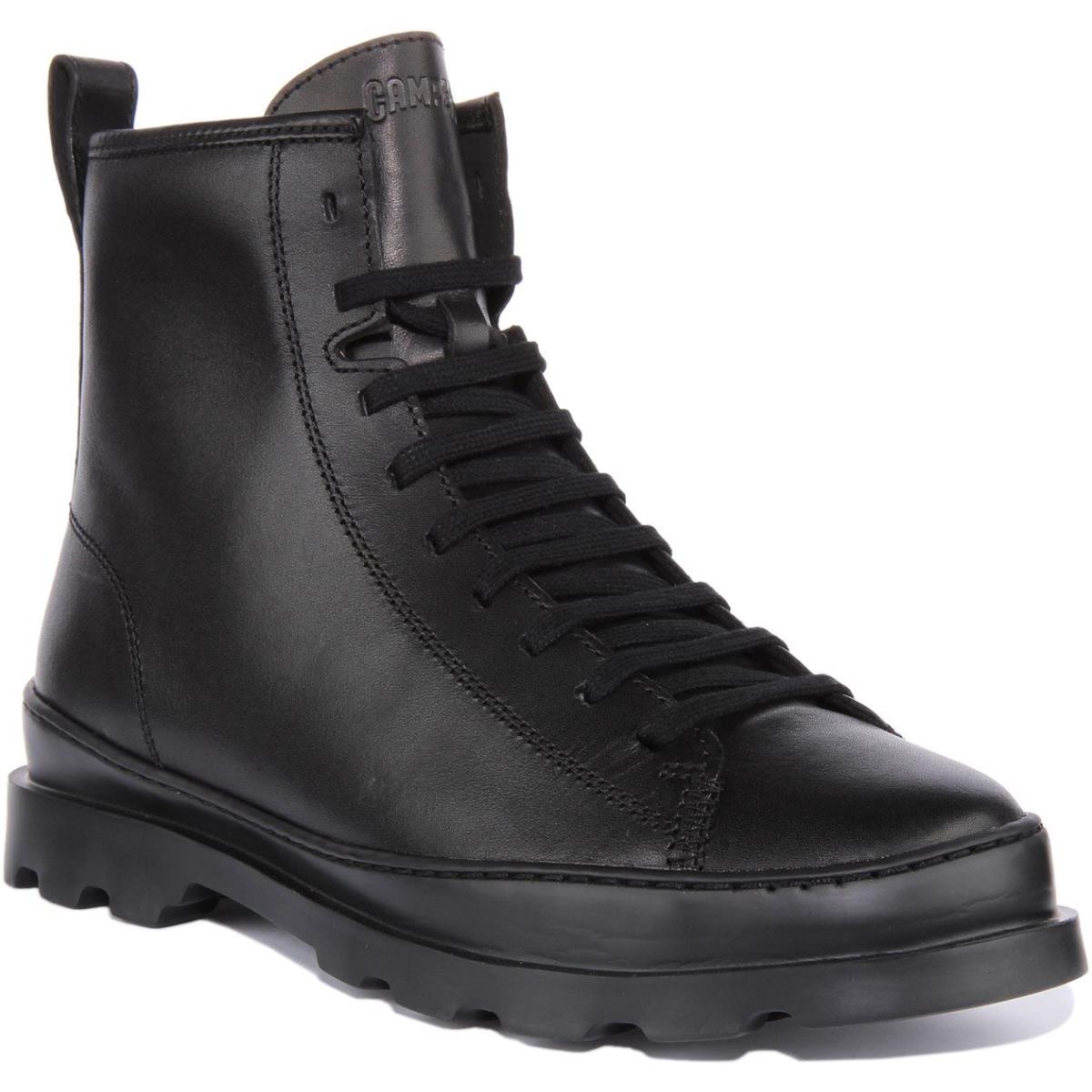 Camper Brutus Side Zip Lace Up Rugged Sole Leather Boots Black Mens US 7 - 13 BLACK