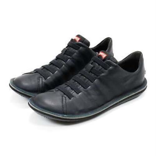 Camper Men`s Beetle 18751 Casual Lightweight Leather Shoes Elastic Laces Black