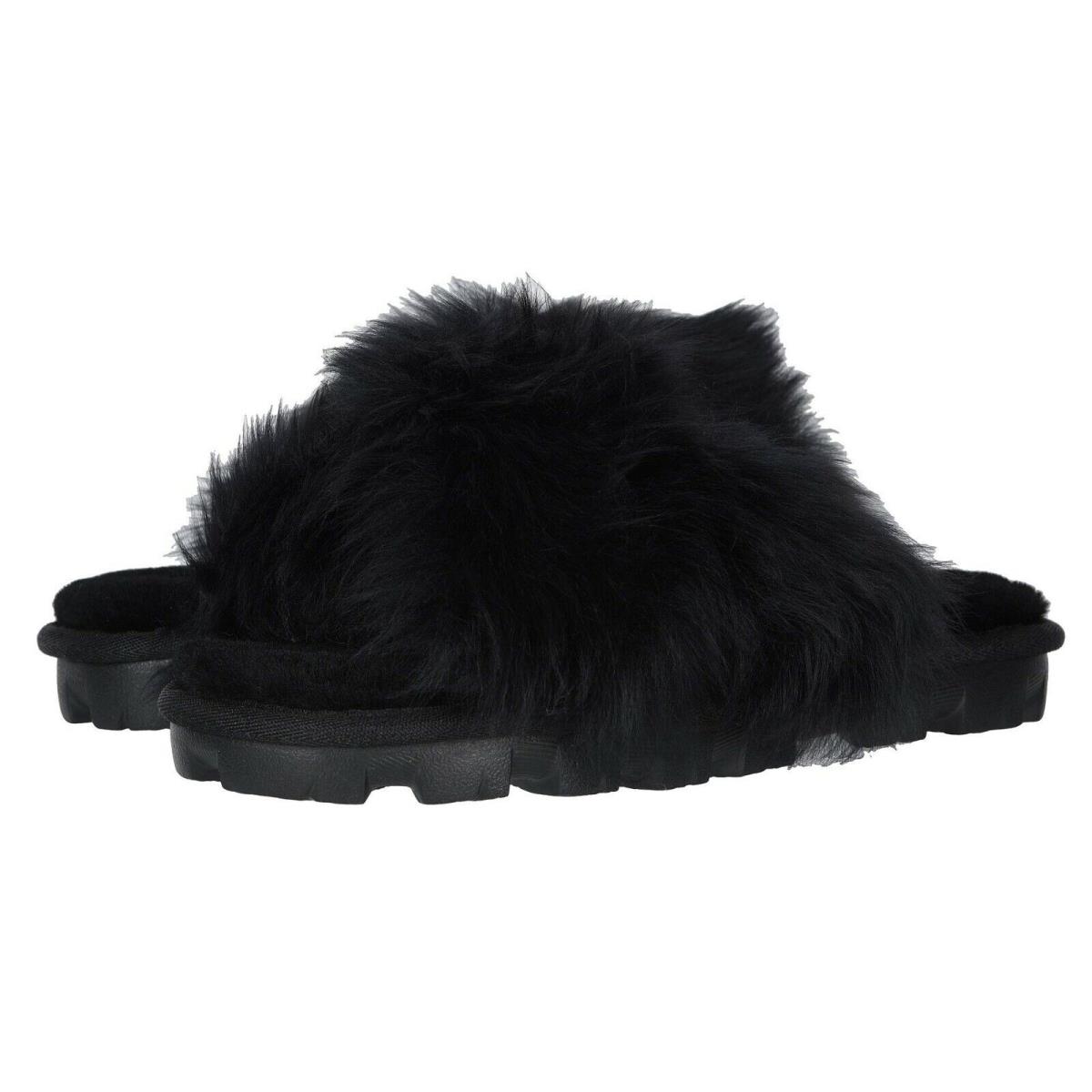 Women`s Shoes Ugg Fuzzalicious Shearling Slipper Sandals 1108917 Black