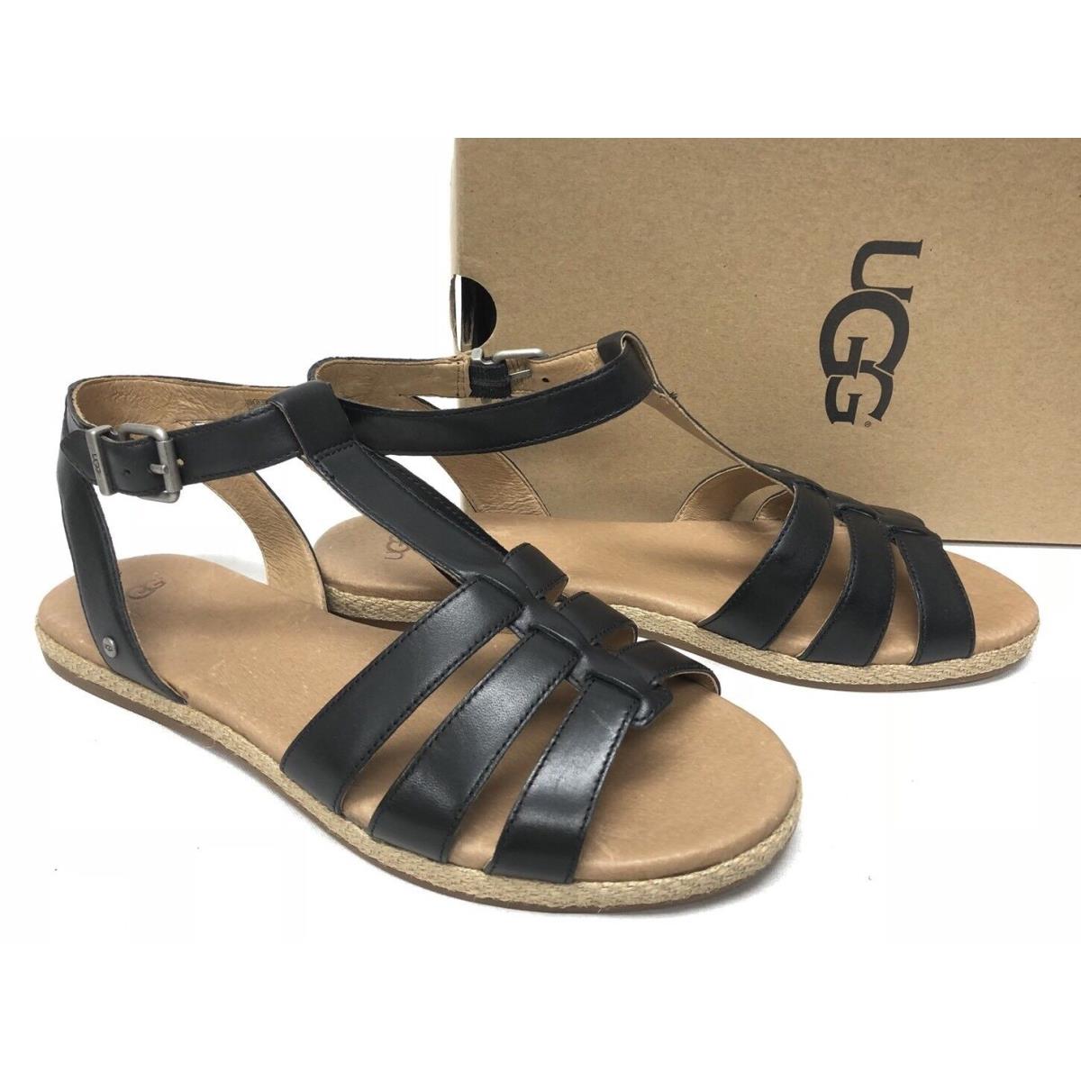 Ugg Australia Lanette Black Leather Ankle Strap Sandals 1011551 Strappy Shoes