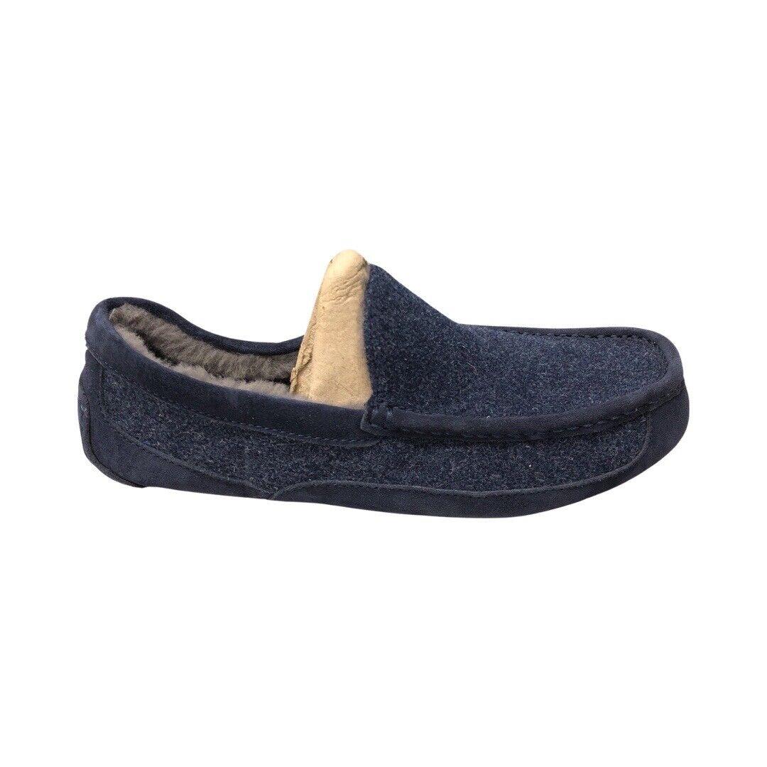 Ugg Men`s Ascot Wool Navy Blue Slippers 1103890 House Shoes - Navy Blue