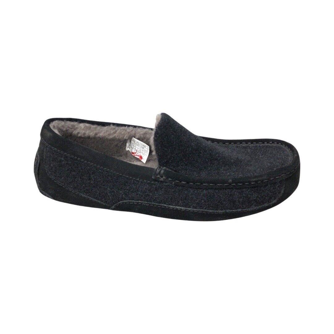 Ugg Men`s Ascot Wool Black Slippers 1103890 House Shoes - Black