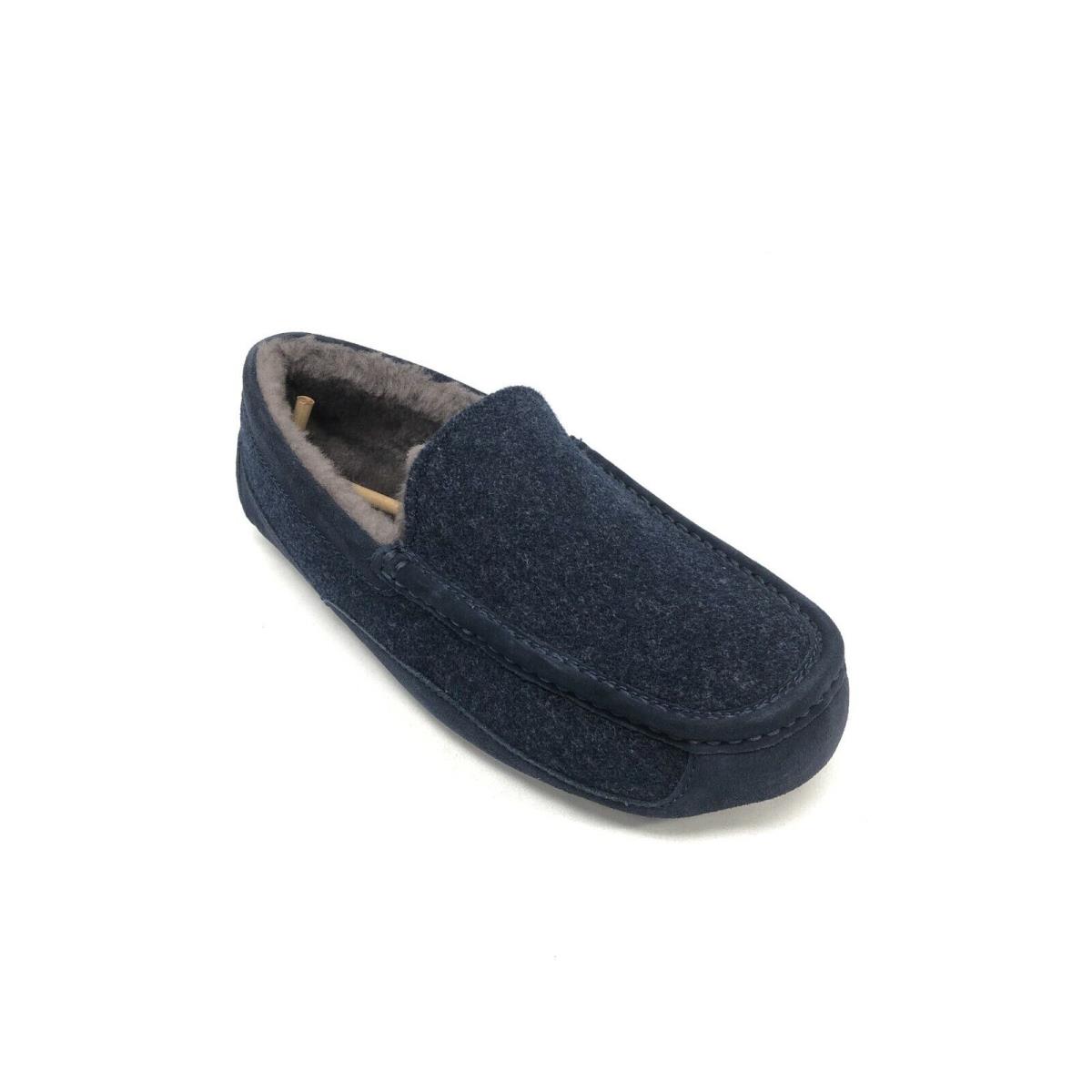 Ugg Men`s Ascot Wool Slippers Dark Sapphire Blue 1103890 House Shoes