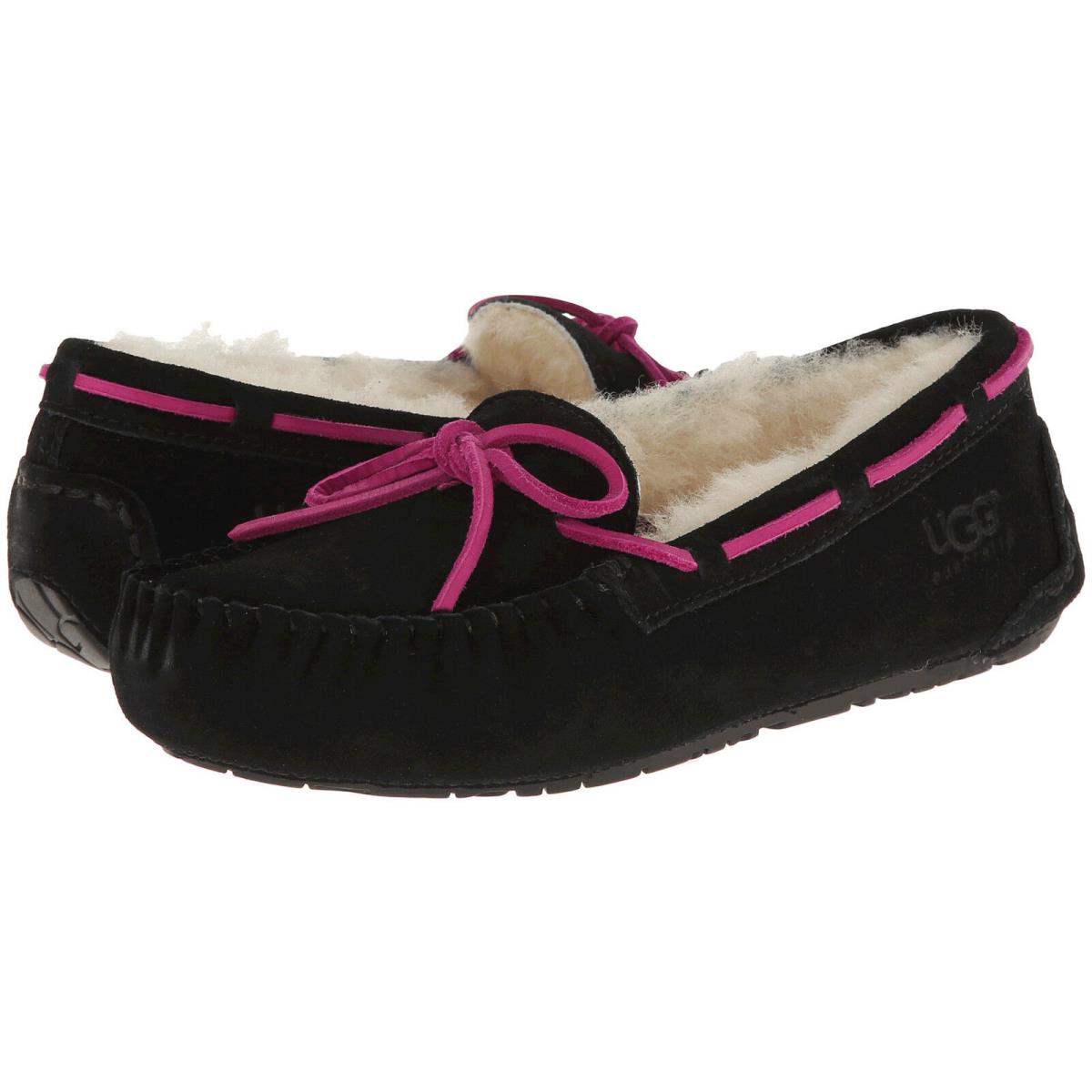 Kids Ugg Australia Dakota Slipper Sheepskin Shoes 5296 Chestnut Pink Black 13