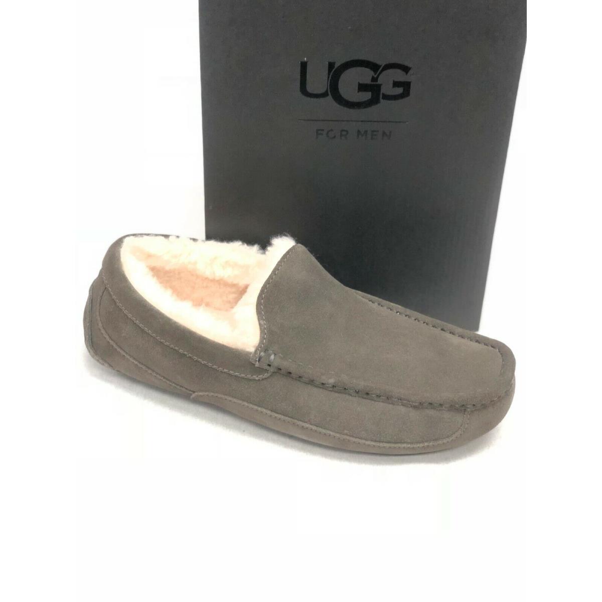 Ugg Men`s Ascot Slippers 1101110 Shoes Sheepskin Suede Multiple Colors Charcoal Grey