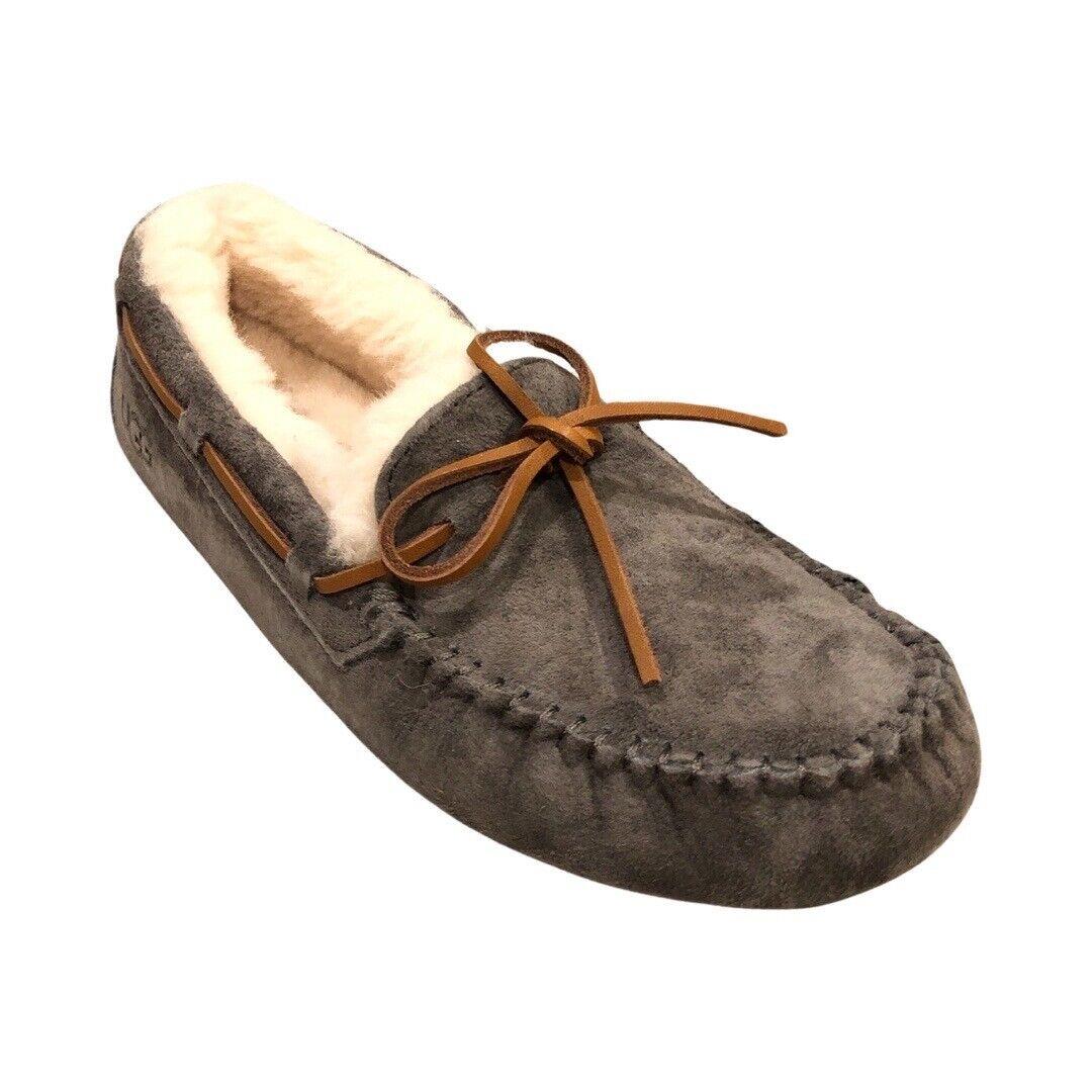 Ugg Women`s Dakota Pewter Grey Suede Slippers Moccasins 5612 Shoes