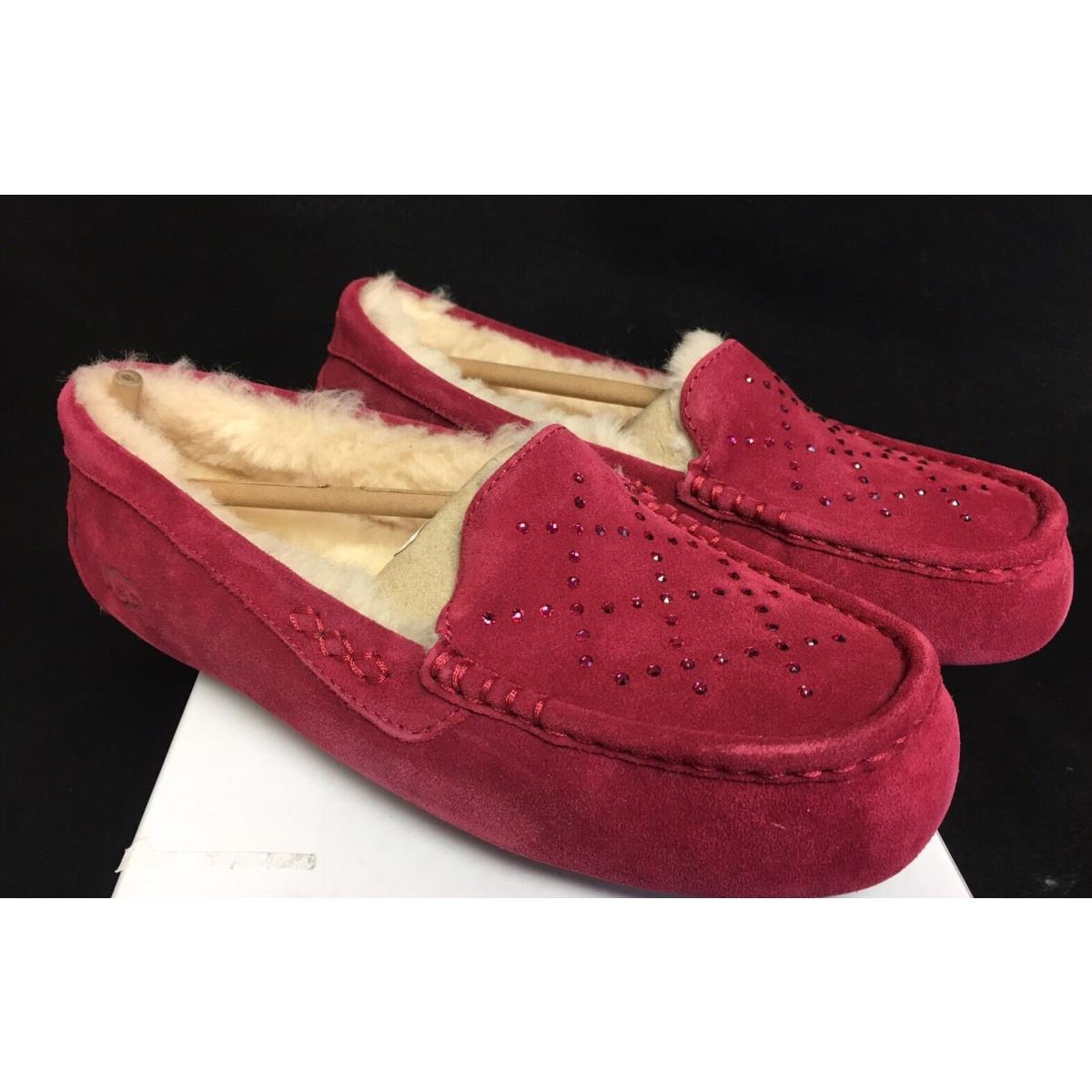 Ugg Australia Ansley Crystal Diamond Oxblood Pink Red Shoes Slippers 1012885