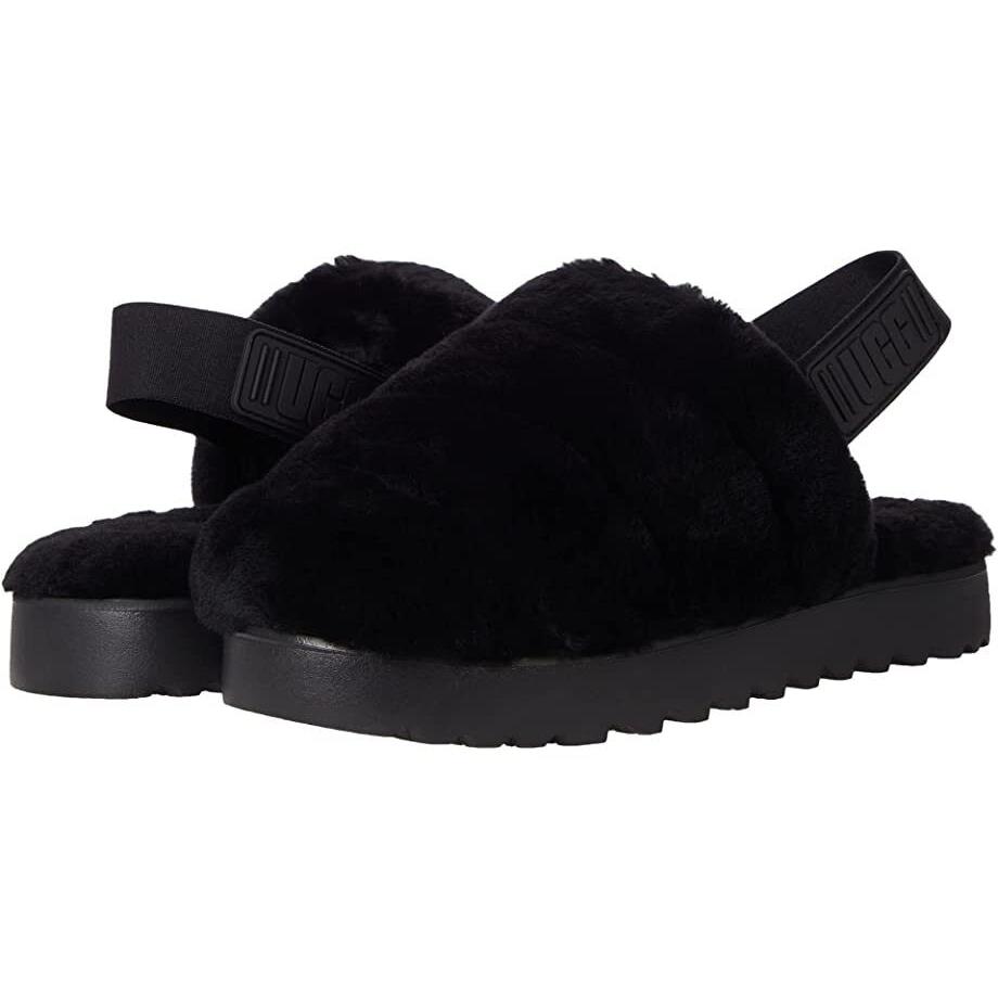 Ugg Super Fluff Slippers Women`s Shoes Sandals Black