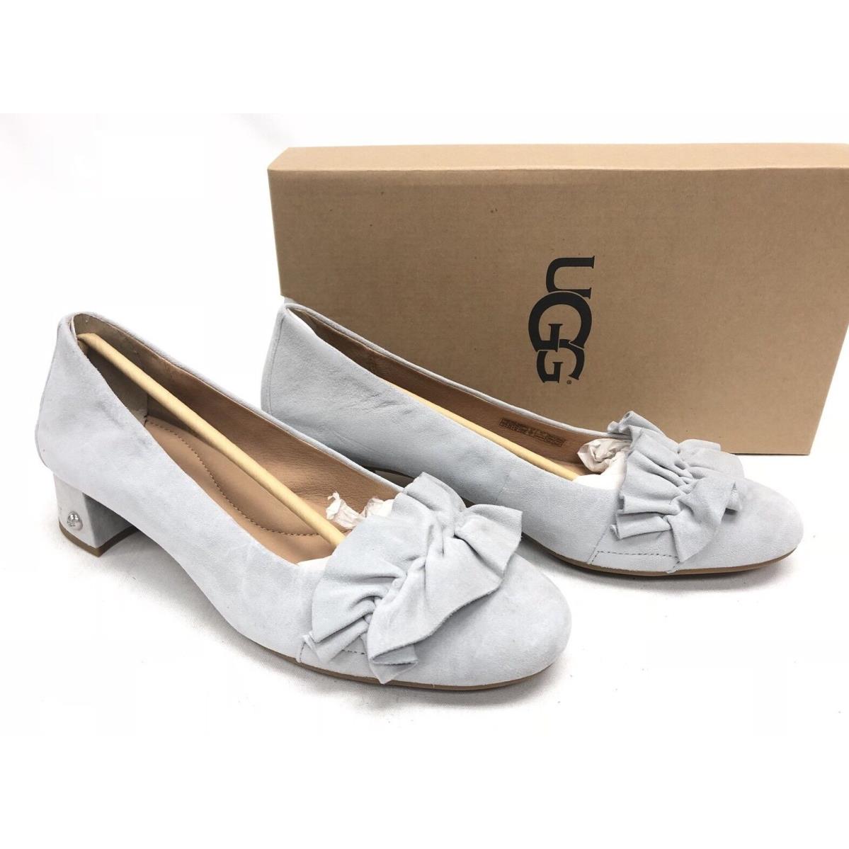 Ugg Australia Grey Violet Suede Fifi Ruffle Block Heels Shoes Women`s 1092281