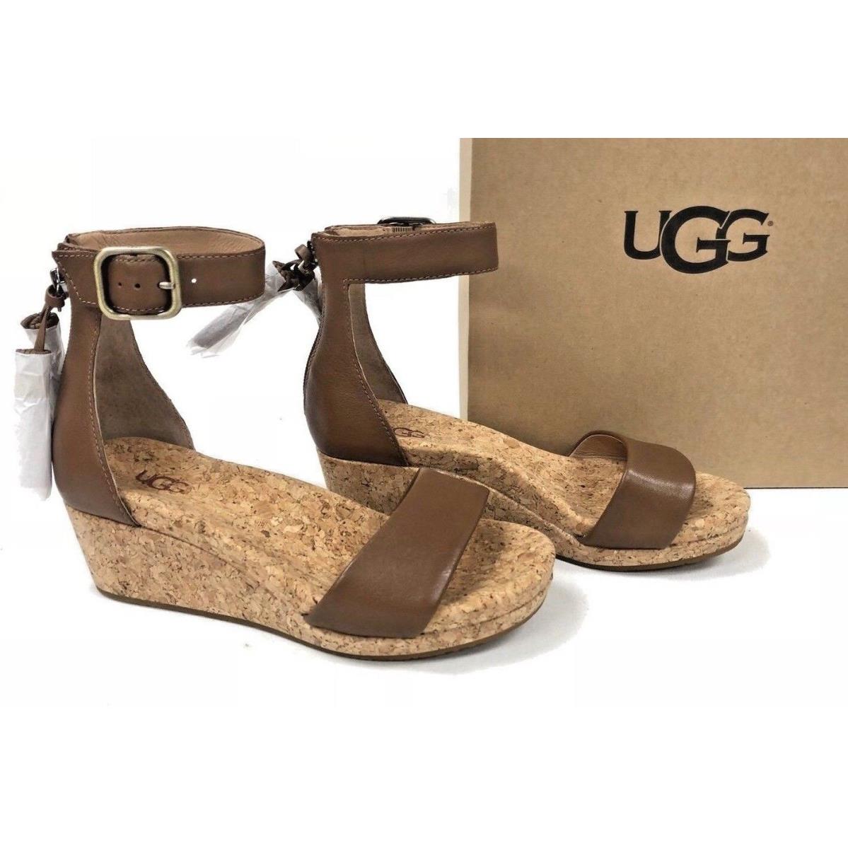 Ugg Australia Zoe Tassel Open Toe Wedge Sandal 1019973 Chestnut Women`s Shoes