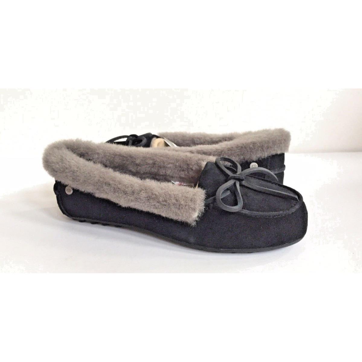 Ugg Solana Black Shearling Lined Loafer Slip ON Shoes