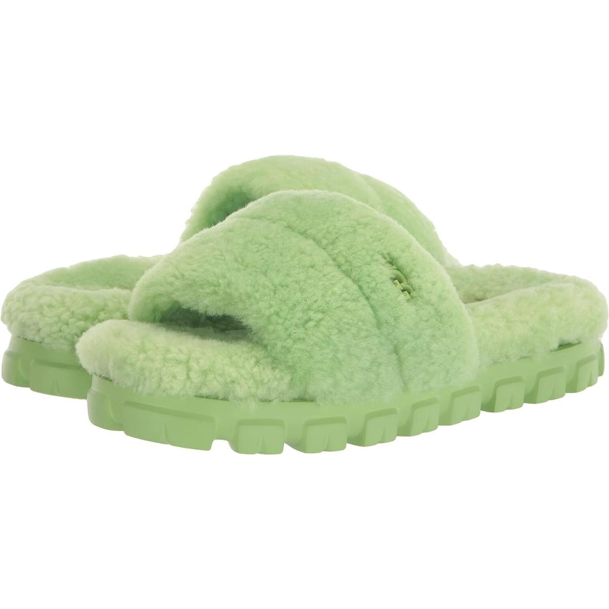 Women`s Shoes Ugg Cozetta Curly Slipper Slide Sandals 1130838 Parakeet Green - Green